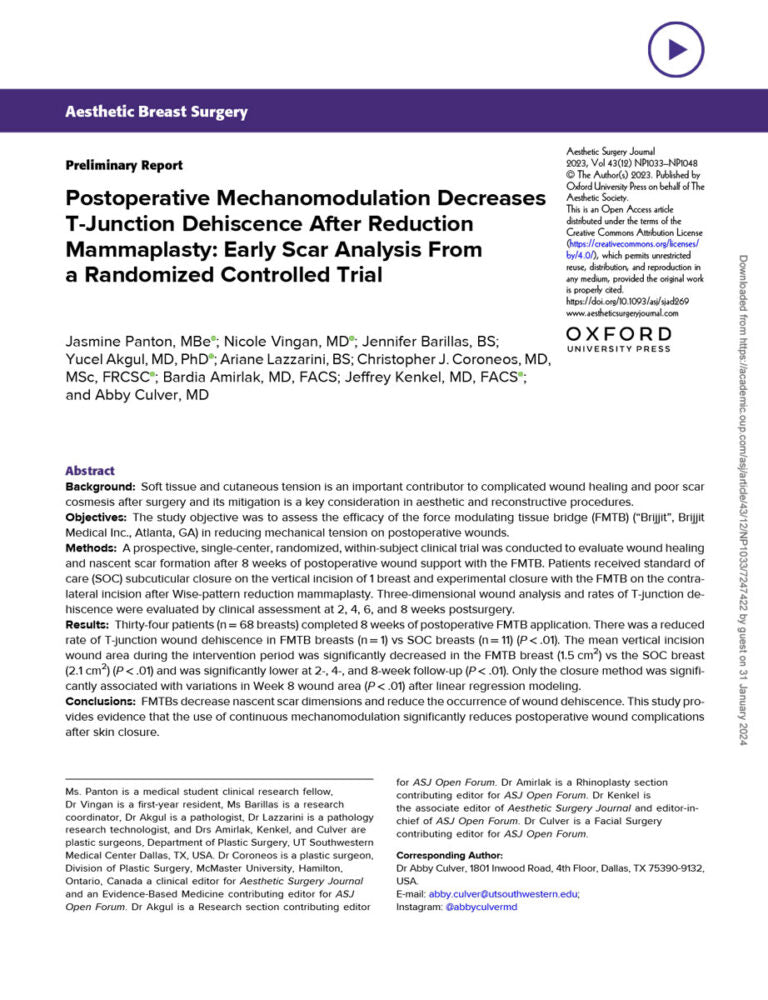 Brijjit Force Modulating Tissue Bridge Clinical Evidence RCT UT Southwestern - BRIJ Medical