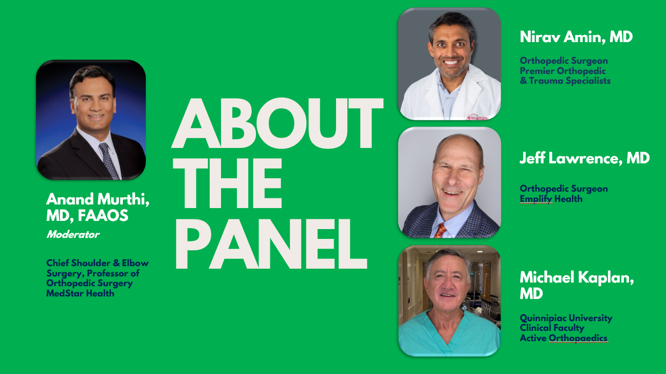 Panel discussion with four medical professionals on a green background