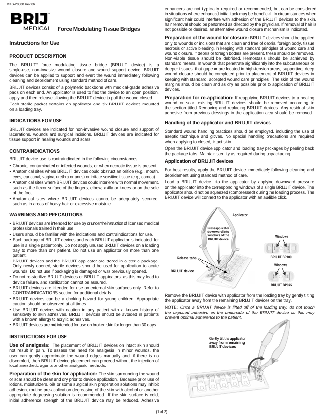 Medical device packaging with text and illustrations on force-modulating tissue bridges