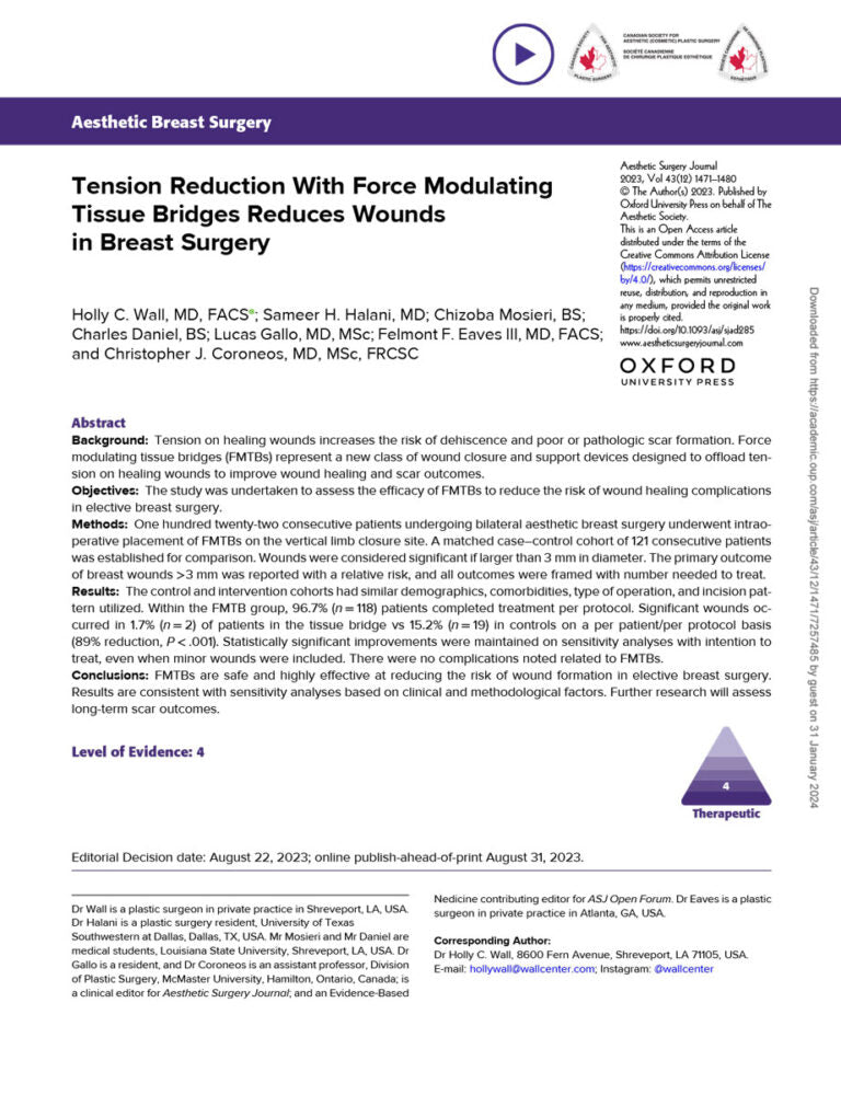 Brijjit Force Modulating Tissue Bridge Clinical Evidence The Wall Center - BRIJ Medical Dr. Holly Wall